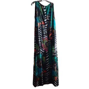 Vintage Dress Patrizia Luca Milano Full Length Cocktail Pool Party Colorful M
